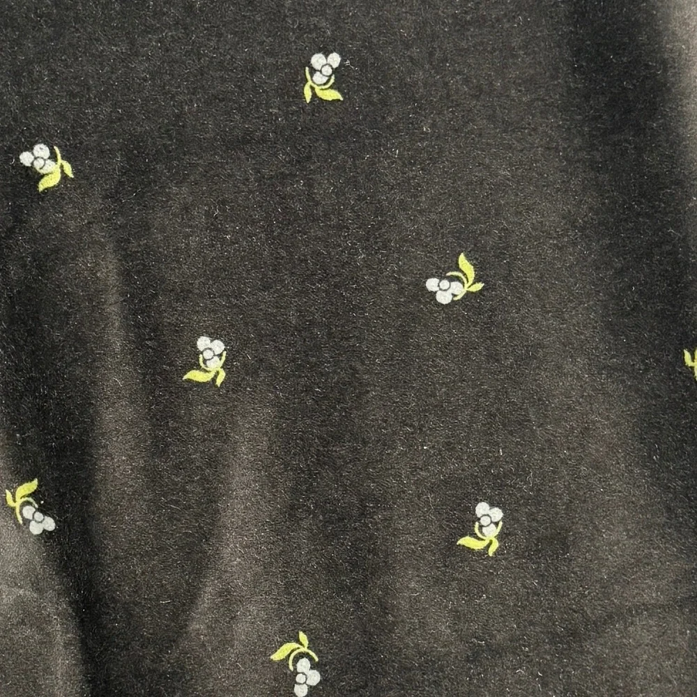 J.Crew Velvet Trousers Women 12 Black Floral Berry Embroidered Tapered Side‎ Zip